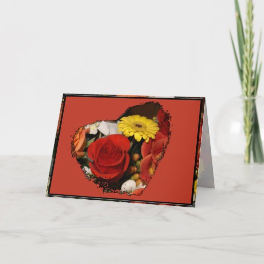 おめでとうカラフルフローラブーケテンプレート カード (正面)