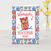 おめでとうカワイフクロウ カード (黄色い花)