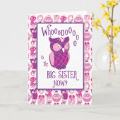 おめでとうカワイフクロウ カード (黄色い花)