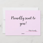 おめでとうカードかわいい顔 – ピンク シーズンカード (裏面)