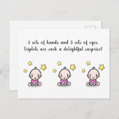 おめでとうカード三つ子生まれたばかりの三つ子 ポストカード (正面/裏面)