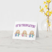 おめでとうカード – 三つ子1女2男の子 カード (黄色い花)