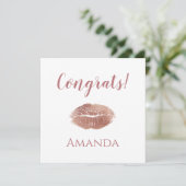 おめでとうガーリー口紅プリント カード (スタンド正面)