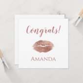 おめでとうガーリー口紅プリント カード (正面/裏面インサイチュ)