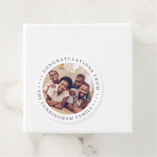 おめでとうクラシックシンプル家族の写真 フェイバータグ (インサイチュ)