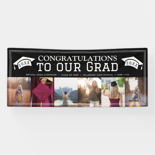 おめでとうクラシック卒業6枚の写真パーティー 横断幕 (横)