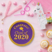 おめでとうクラス2023パープル金ゴールド ペーパープレート (パーティー)