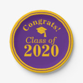 おめでとうクラス2023パープル金ゴールド ペーパープレート (正面)