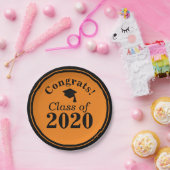 おめでとうクラス2024オレンジブラック ペーパープレート (パーティー)