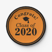 おめでとうクラス2024オレンジブラック ペーパープレート (正面)