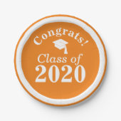 おめでとうクラス2024オレンジホワイト ペーパープレート (正面)