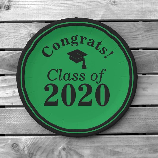 おめでとうクラス2024グリーンブラック ペーパープレート