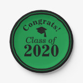 おめでとうクラス2024グリーンブラック ペーパープレート (正面)