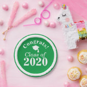 おめでとうクラス2024グリーンホワイト ペーパープレート (パーティー)