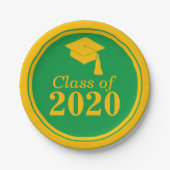 おめでとうクラス2024グリーン金ゴールド ペーパープレート (正面)