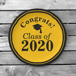 おめでとうクラス2024ブラック金ゴールド ペーパープレート