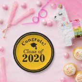 おめでとうクラス2024ブラック金ゴールド ペーパープレート (パーティー)