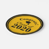 おめでとうクラス2024ブラック金ゴールド ペーパープレート (アングル)