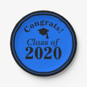 おめでとうクラス2024ブルーブラック ペーパープレート (正面)