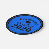 おめでとうクラス2024ブルーブラック ペーパープレート (アングル)