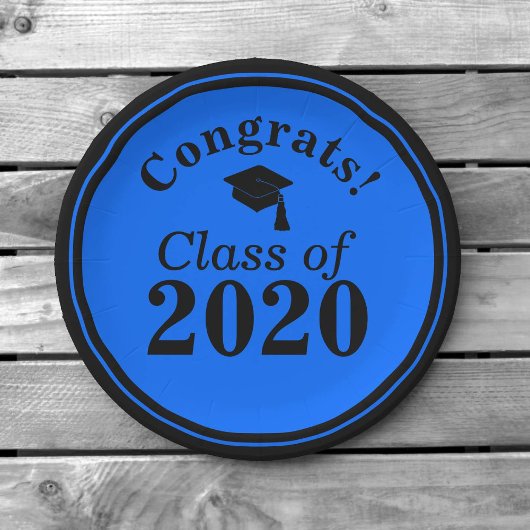 おめでとうクラス2024ブルーブラック ペーパープレート