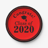 おめでとうクラス2024レッドブラック ペーパープレート (正面)