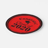 おめでとうクラス2024レッドブラック ペーパープレート (アングル)