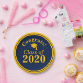 おめでとうクラス2024海軍金ゴールド ペーパープレート (パーティー)