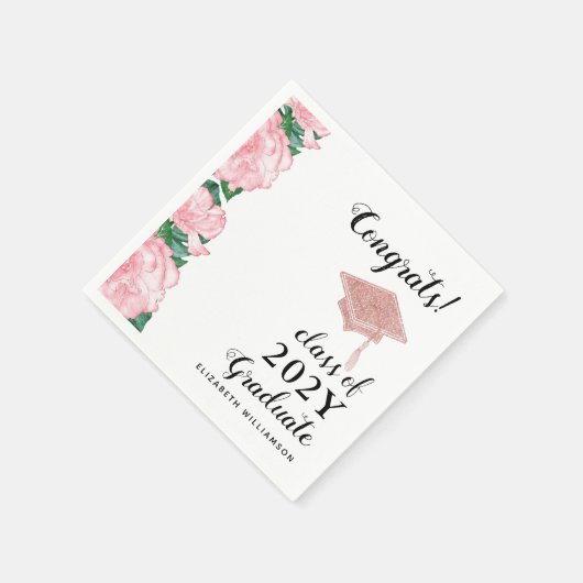 おめでとうクラス2025卒業フローラ卒業 スタンダードカクテルナプキン (角)