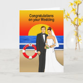 おめでとうクルーズ船結婚のグリーティングカード カード (黄色い花)