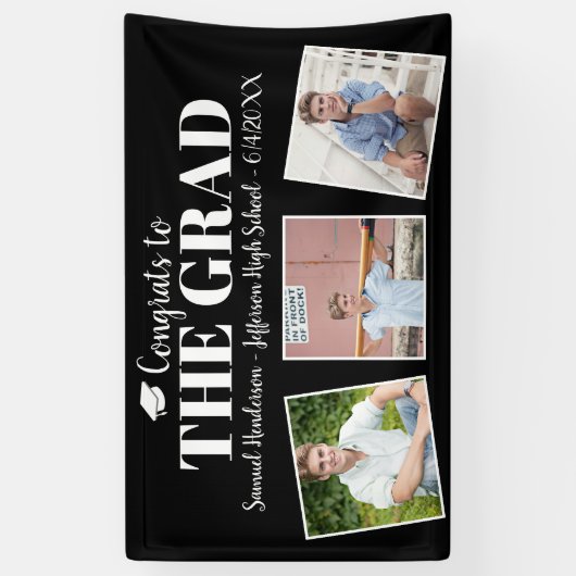 おめでとうグカスタムラード写真名卒業サイン 横断幕 (縦)