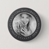 おめでとうグシンプルラッドモダンカスタム写真 缶バッジ (正面)