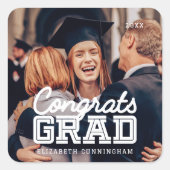 おめでとうグモダンラシンプルド名門私立校風の写真 スクエアシール (正面)