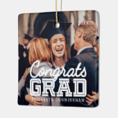 おめでとうグモダンラシンプルド名門私立校風の写真 セラミックオーナメント (左)