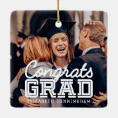 おめでとうグモダンラシンプルド名門私立校風の写真 セラミックオーナメント (裏面)