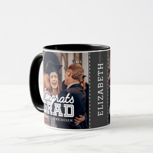 おめでとうグモダンラシンプルド名門私立校風の写真 マグカップ (正面左)