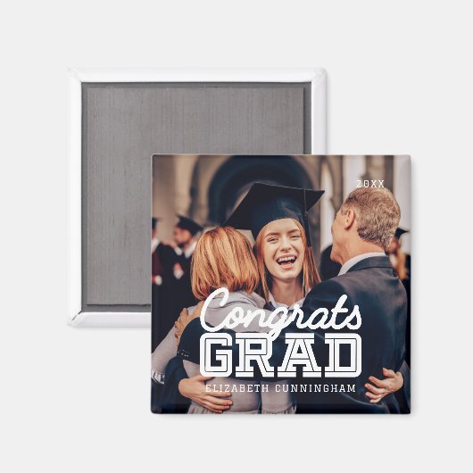 おめでとうグモダンラシンプルド名門私立校風の写真 マグネット (正面/裏面)