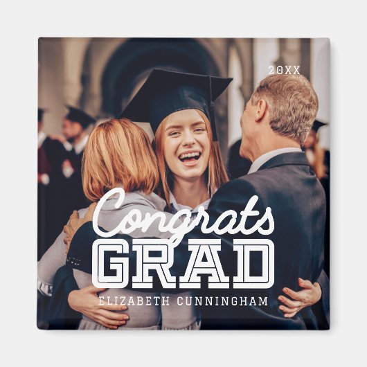 おめでとうグモダンラシンプルド名門私立校風の写真 マグネット (正面)