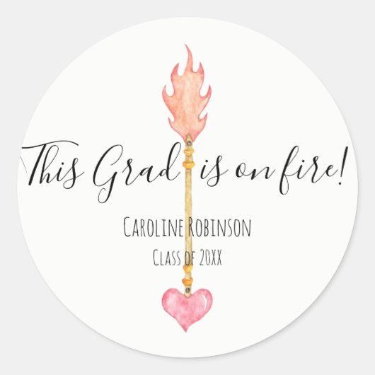 おめでとうグラシンプルドエレガントウォーター色ピンク矢印 ラウンドシール (正面)