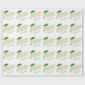 おめでとうグラッドイヤーモノグラムグリーン金ゴールド ラッピングペーパー (フラット)