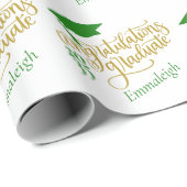 おめでとうグラッドイヤーモノグラムグリーン金ゴールド ラッピングペーパー (ロールコーナー)