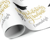 おめでとうグラッドイヤーモノグラムブラック金ゴールド ラッピングペーパー (ロールコーナー)