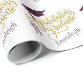 おめでとうグラッドイヤーモノグラムマルーン金ゴールド ラッピングペーパー (ロールコーナー)