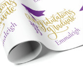 おめでとうグラッドイヤーMonogramパープル金ゴールド ラッピングペーパー (ロールコーナー)