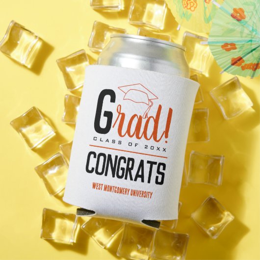 おめでとうグラッドキャップオレンジとブラック 缶クーラー (インサイチュ 夏)