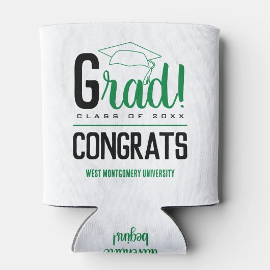 おめでとうグラッドキャップグリーンとブラック 缶クーラー (裏面)