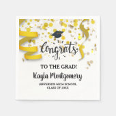 おめでとうグラッドキャップ金ゴールド紙吹雪カスタムフェスティバル スタンダードカクテルナプキン (正面)