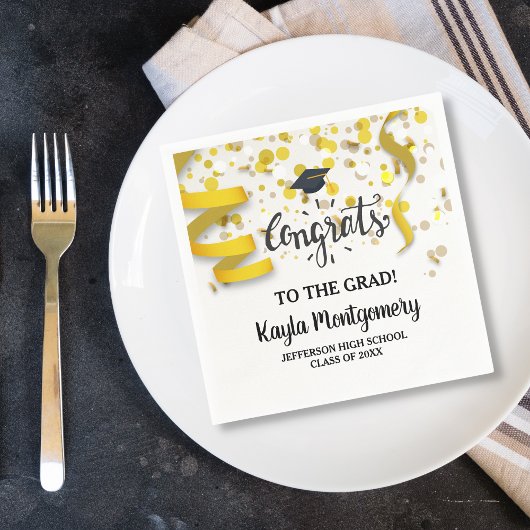 おめでとうグラッドキャップ金ゴールド紙吹雪カスタムフェスティバル スタンダードカクテルナプキン