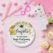 おめでとうグラッドキャップ金ゴールド紙吹雪ストリーマカスタムー ペーパープレート (パーティー)