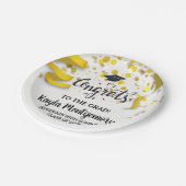 おめでとうグラッドキャップ金ゴールド紙吹雪ストリーマカスタムー ペーパープレート (アングル)